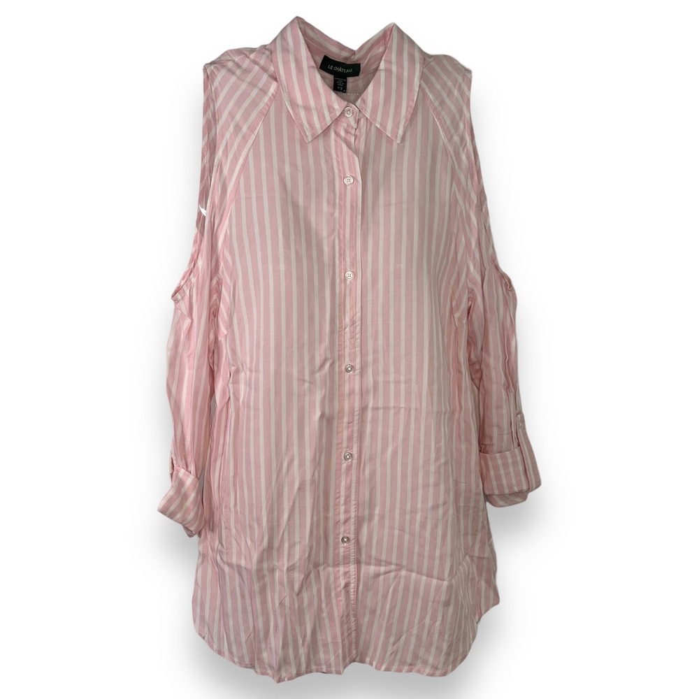 NEW Le Chateau Cold Shoulder Collar Button Up Long Sleeve Shirt Women’s S or L